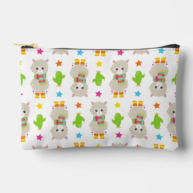 Pochette À Accessoires Motif De Llamas, Cute Llamas, Alpacas, Cactus (Recto)