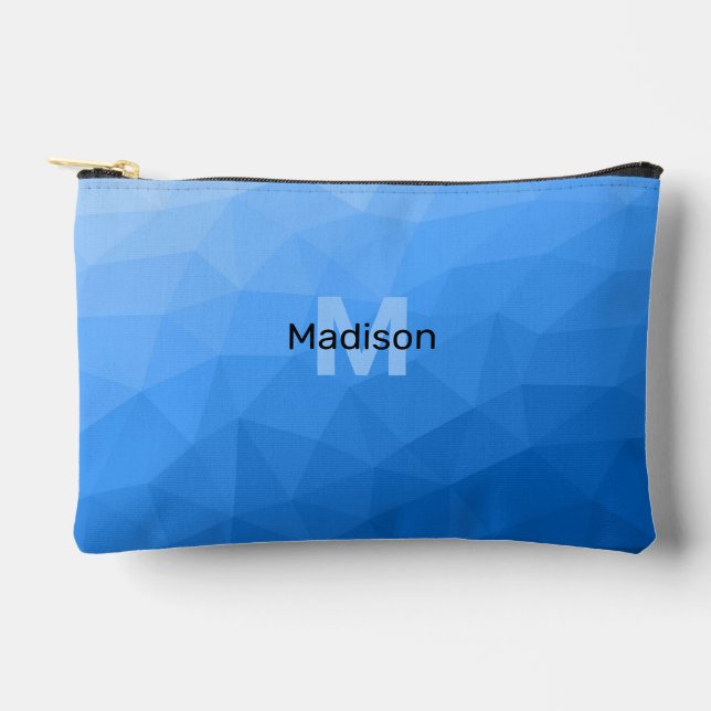 Pochette À Accessoires Motif de maillage géométrique bleu clair (Recto)