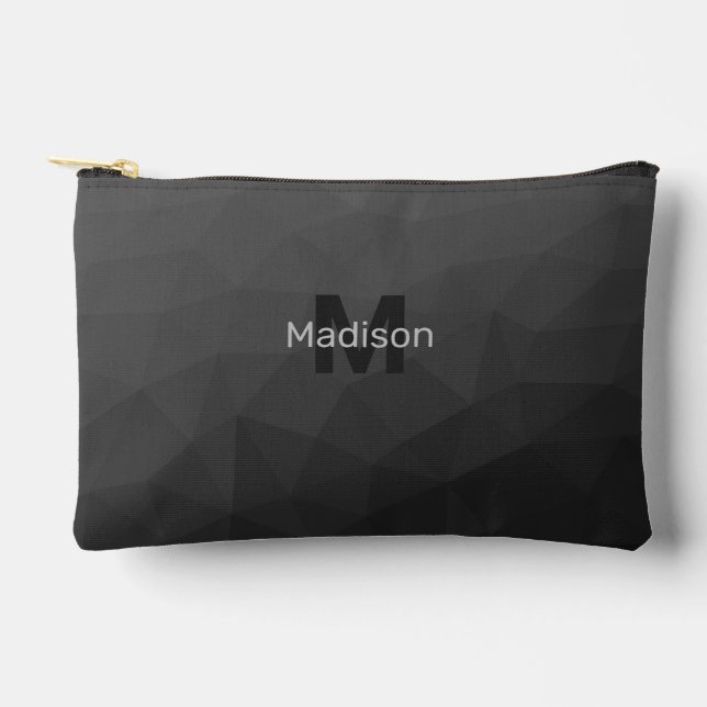Pochette À Accessoires Motif de maillage géométrique gris foncé (Recto)