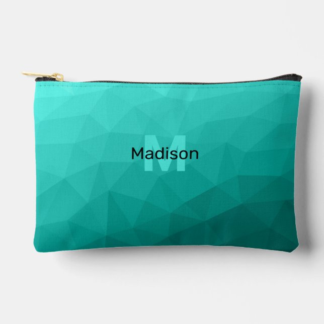 Pochette À Accessoires Motif de maillage géométrique turquoise Turquoise (Recto)