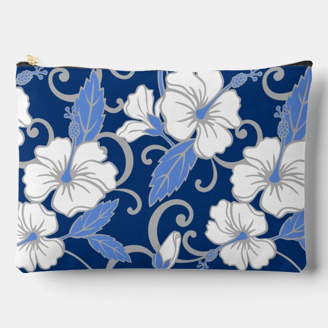 POCHETTE À ACCESSOIRES MOTIF DE RÊVE POLYNÉSIEN EN BLEU (Recto)