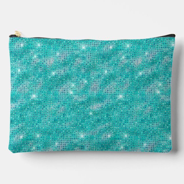 Pochette À Accessoires Motif de séquence turquoise (Recto)
