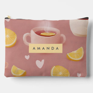 Pochette À Accessoires Motif de thé au citron personnalisé