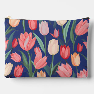 Pochette À Accessoires Motif de tulipes.