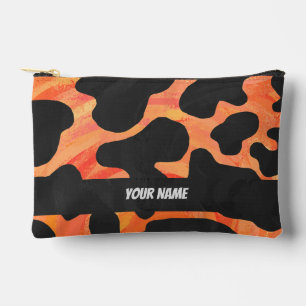 Pochette À Accessoires Motif de vache noir et orange