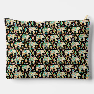 Pochette À Accessoires Motif d'éléphants indiens colorés
