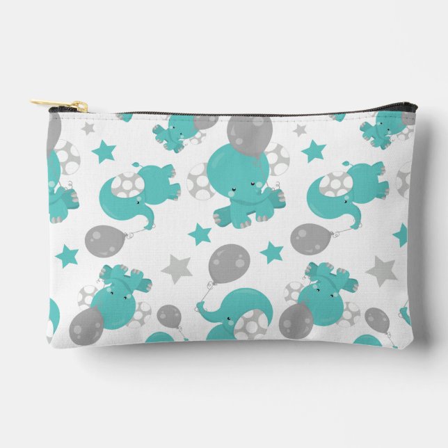Pochette À Accessoires Motif Des Eléphants Bleus, Eléphants Mignons, Étoi (Recto)