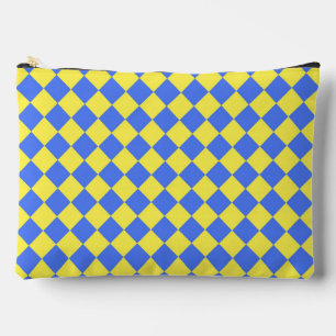 Pochette À Accessoires Motif diamant à carreaux bleu jaune grand