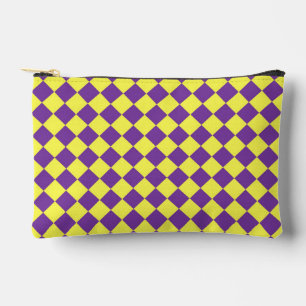 Pochette À Accessoires Motif diamant à carreaux jaune violet petit