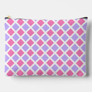 Pochette À Accessoires Motif diamant à carreaux rose violet grand