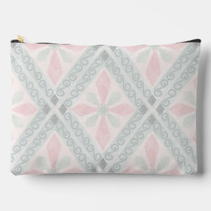 Pochette À Accessoires Motif diamant pastel vert et rose