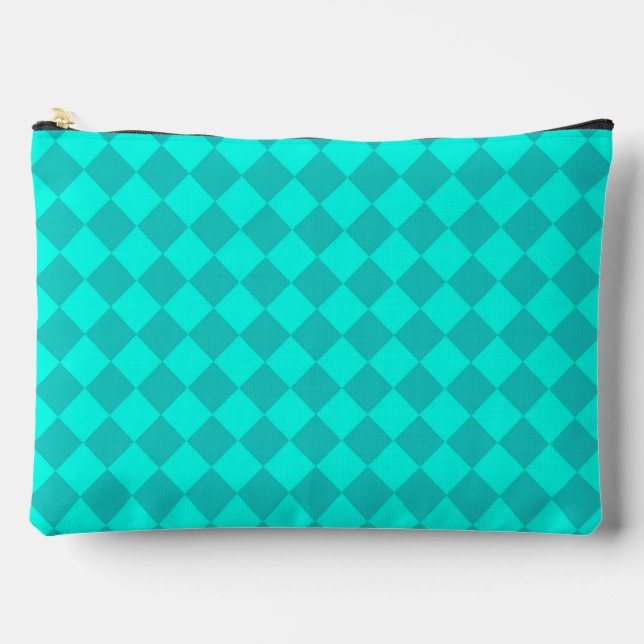 Pochette À Accessoires Motif diamant turquoise Checker (Recto)