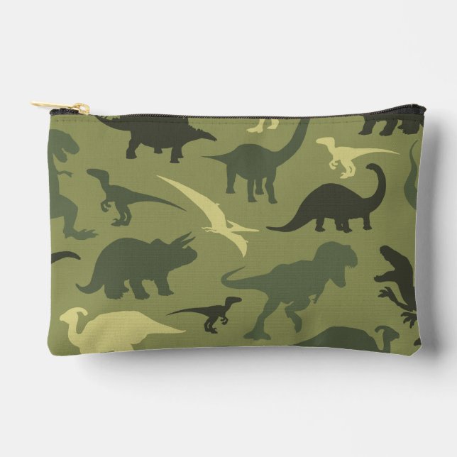 Pochette À Accessoires Motif Dinosaure, Silhouette Dinosaure, Dino Vert (Recto)