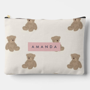 Pochette À Accessoires Motif d'ours farci Pastel personnalisé adorable