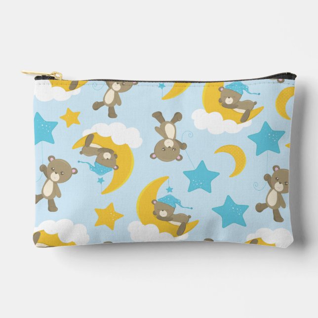 Pochette À Accessoires Motif D'Ours, Mignonnes Ours, Nounours, Étoiles (Recto)