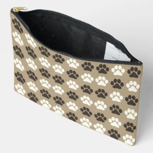Pochette À Accessoires Motif Empreinte de Patte Sable Terreux
