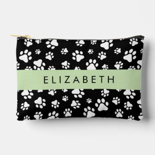 Pochette À Accessoires Motif Empreintes de Patte, Pattes de Chien, Noir e