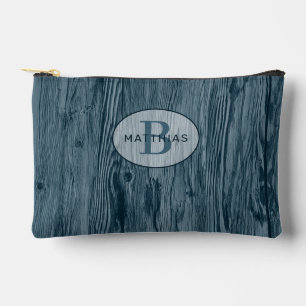 Pochette À Accessoires Motif en bois bleu foncé Turquoise