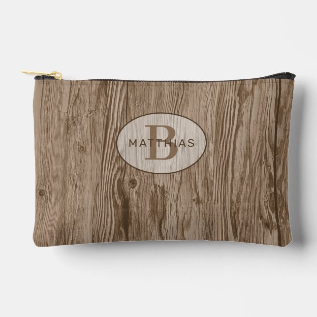 Pochette À Accessoires Motif en bois foncé Brown Tan beige (Recto)