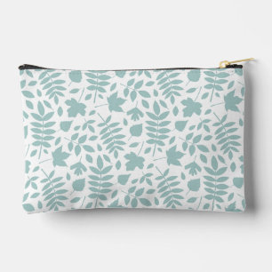 Pochette À Accessoires Motif Feuille perdu Turquoise sur blanc