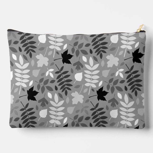 Pochette À Accessoires Motif Feuille tombé Monochrome sur Grey (Verso)