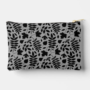 Pochette À Accessoires Motif Feuille tombé noir sur gris
