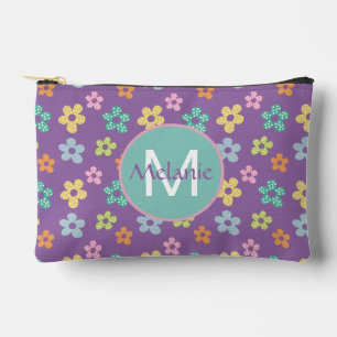 Pochette À Accessoires Motif fleur pointillé mignon violet personnalisé