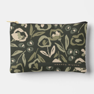 Pochette À Accessoires Motif floral à l'encre gras dessiné à la main pour