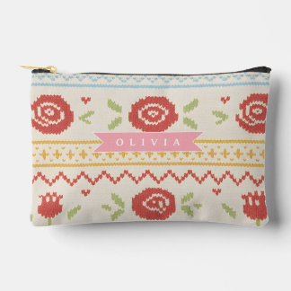 Pochette À Accessoires Motif floral boho nordique folklorique personnalis
