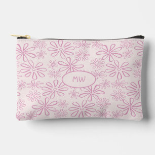 Pochette À Accessoires Motif floral rose rose féminin monogramme