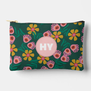 Pochette À Accessoires Motif floral vert monogramme cosmétiques mignons