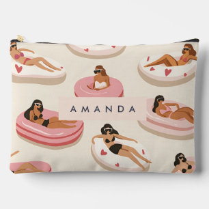 Pochette À Accessoires Motif flottant de piscine d'été personnalisé Monog