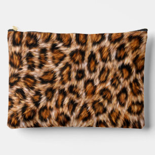 Pochette À Accessoires Motif Fourrure Marron Chat Léopard Jaguar