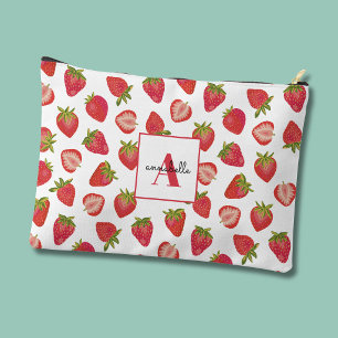 Pochette À Accessoires Motif fraise monogramme prénom