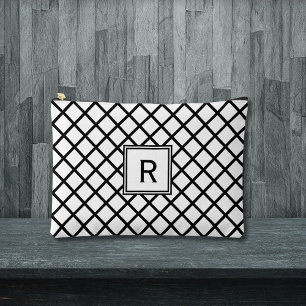 Pochette À Accessoires Motif géométrique carré noir et blanc