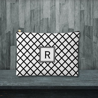 Pochette À Accessoires Motif géométrique carré noir et blanc