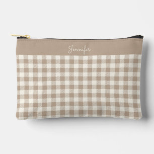 Pochette À Accessoires Motif Gingham Carreaux Vichy Neutre Nom
