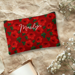 Pochette À Accessoires Motif illustré de roses rouges personnel