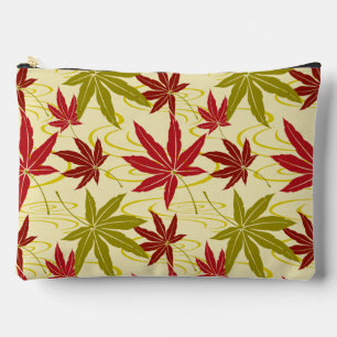 Pochette À Accessoires Motif JAPONAIS DE FEUILLES EN CRÈME