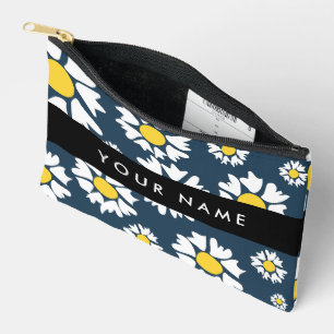 Pochette À Accessoires Motif Marguerite, Marguerites Blanches, Votre Nom
