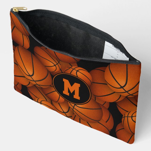 Pochette À Accessoires Motif Monogramme de balles de basket (Ouvrir)