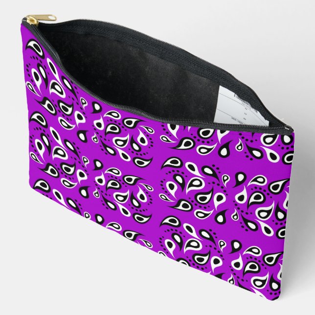 Pochette À Accessoires Motif Paisley sur violet (Ouvrir)