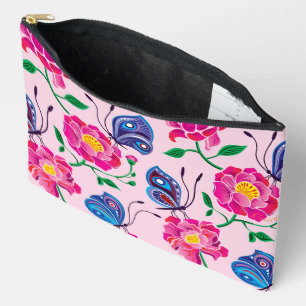 Pochette À Accessoires Motif Pivoines et Papillons