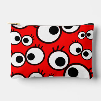 Pochette À Accessoires Motif Pop Yeux Ronds Rouges