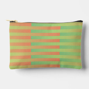 Pochette À Accessoires Motif rayé vert orange petit