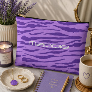 Pochette À Accessoires Motif rayures zèbre violet