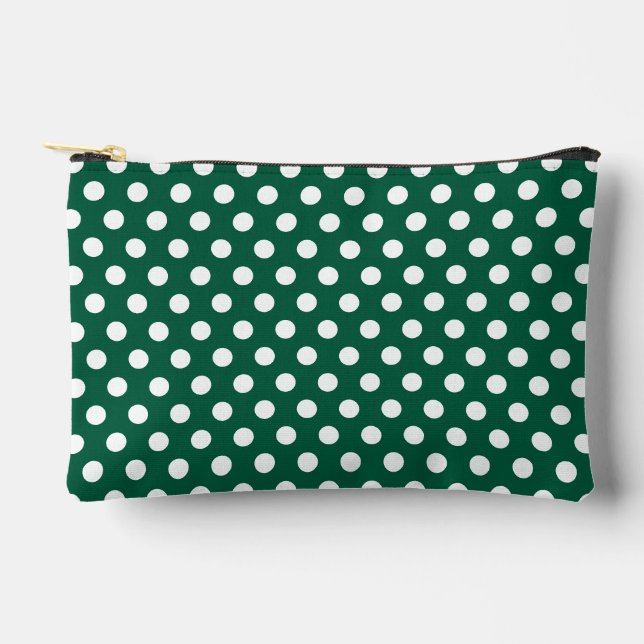 Pochette À Accessoires Motif rétro pois vert foncé (Recto)
