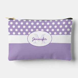 Pochette À Accessoires Motif rétro pois violet blanc