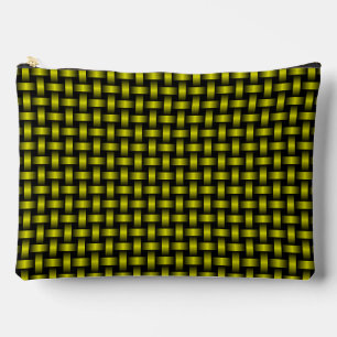 Pochette À Accessoires Motif Tissé Jaune Noir Grand