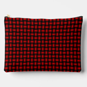 Pochette À Accessoires Motif Tissé Rouge Noir Grand